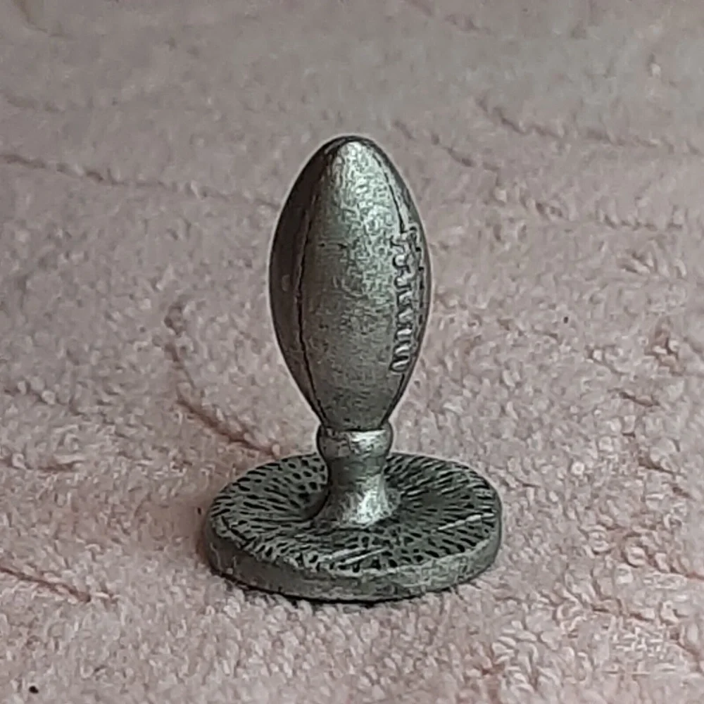Vintage Pewter Mini Figurine - Football Ball Standing on Grass